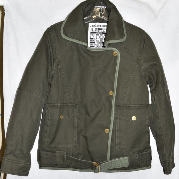 $550 ZADIG AND VOLTAIRE KAWA MOTO BOMBER Jacket Military Coat Warm Winter S - Picture 6 of 11
